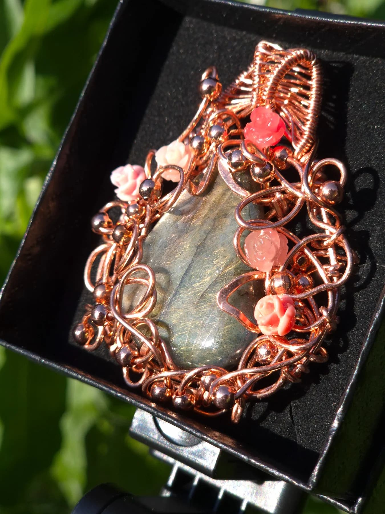 Enchanted  ,  handmade copper wire wrapped labradorite jewellery, view 2