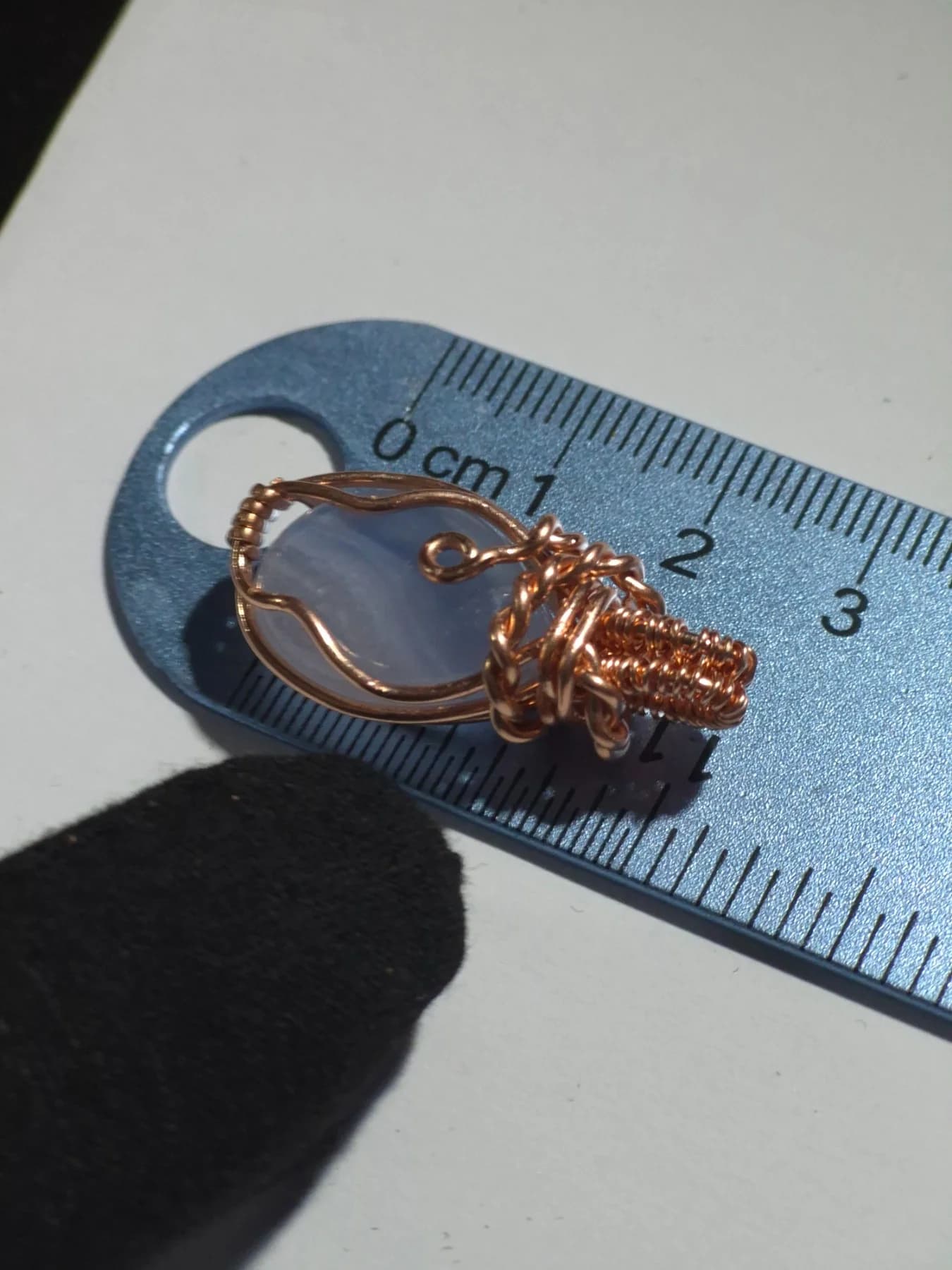 Blue Tear ,  handmade copper wire wrapped labradorite pendant by Bent Copper, North East England