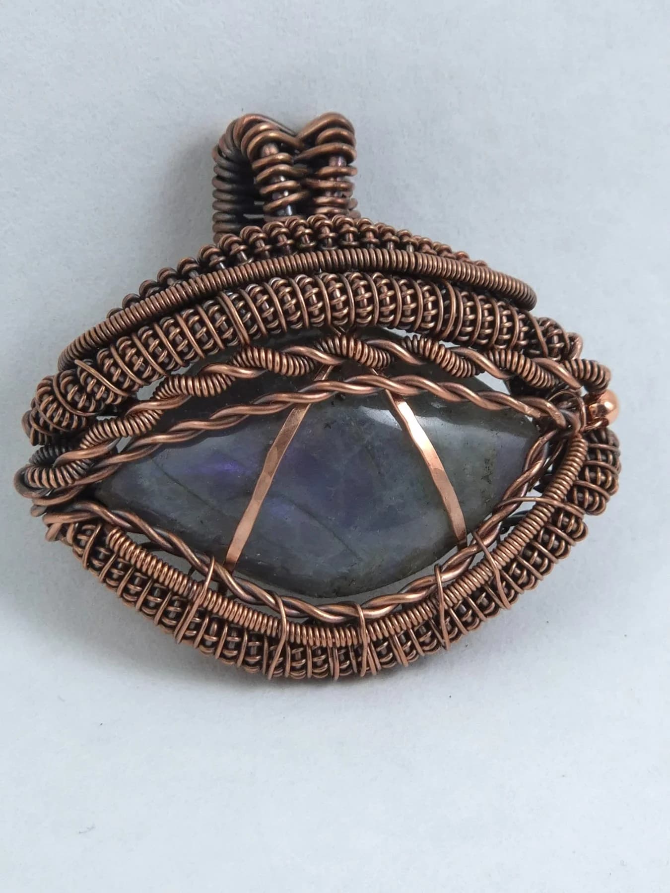Dragons Eye ,  handmade copper wire wrapped labradorite jewellery, view 2