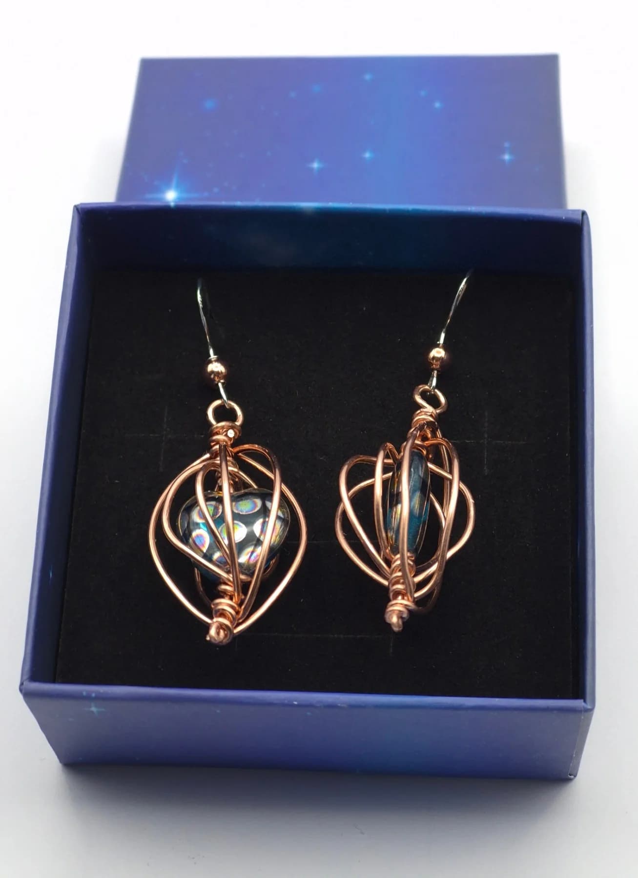 Caged Love ,  handmade copper wire wrapped labradorite jewellery, view 2