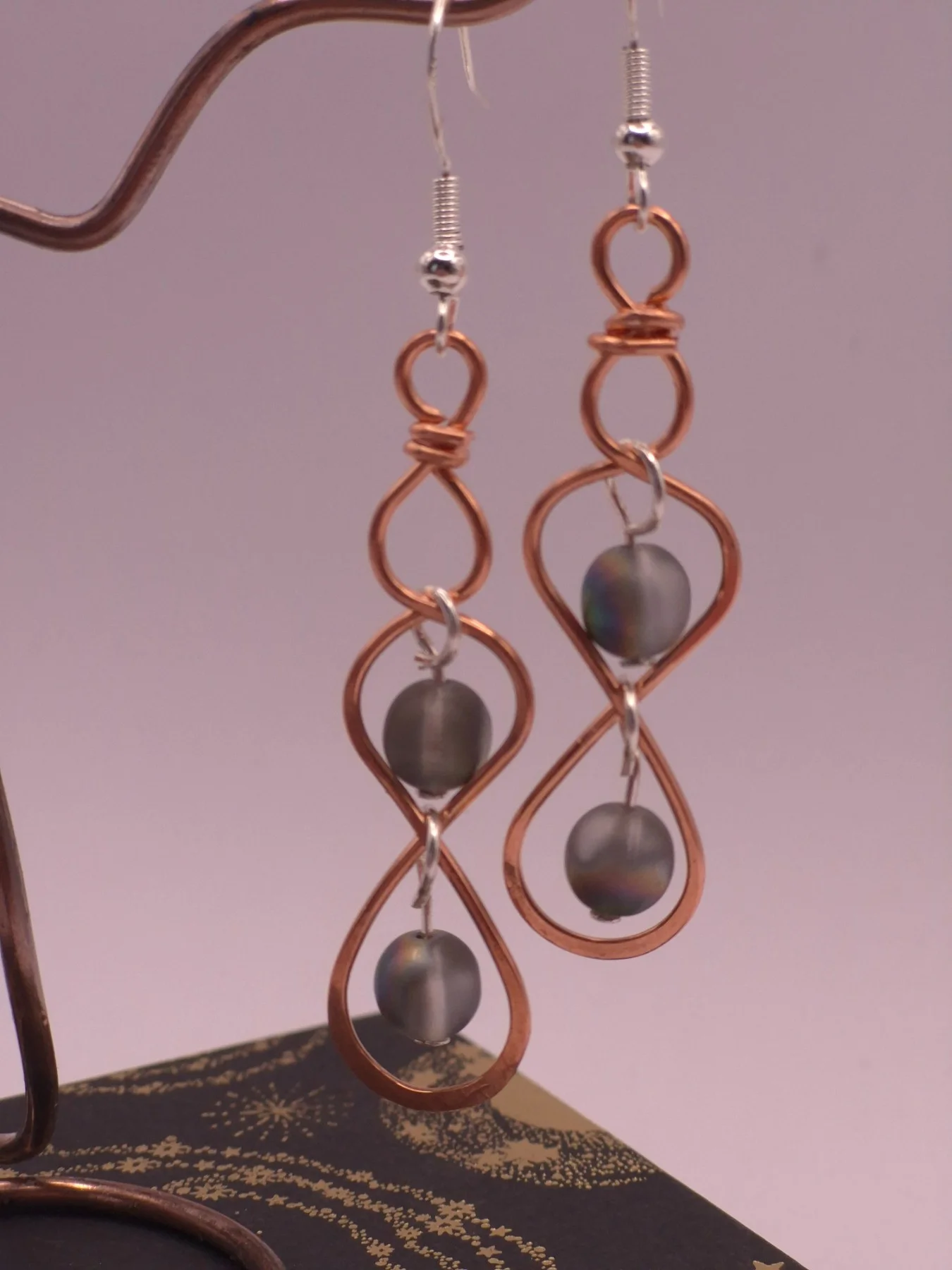Infinity ,  handmade copper wire wrapped labradorite jewellery, view 2