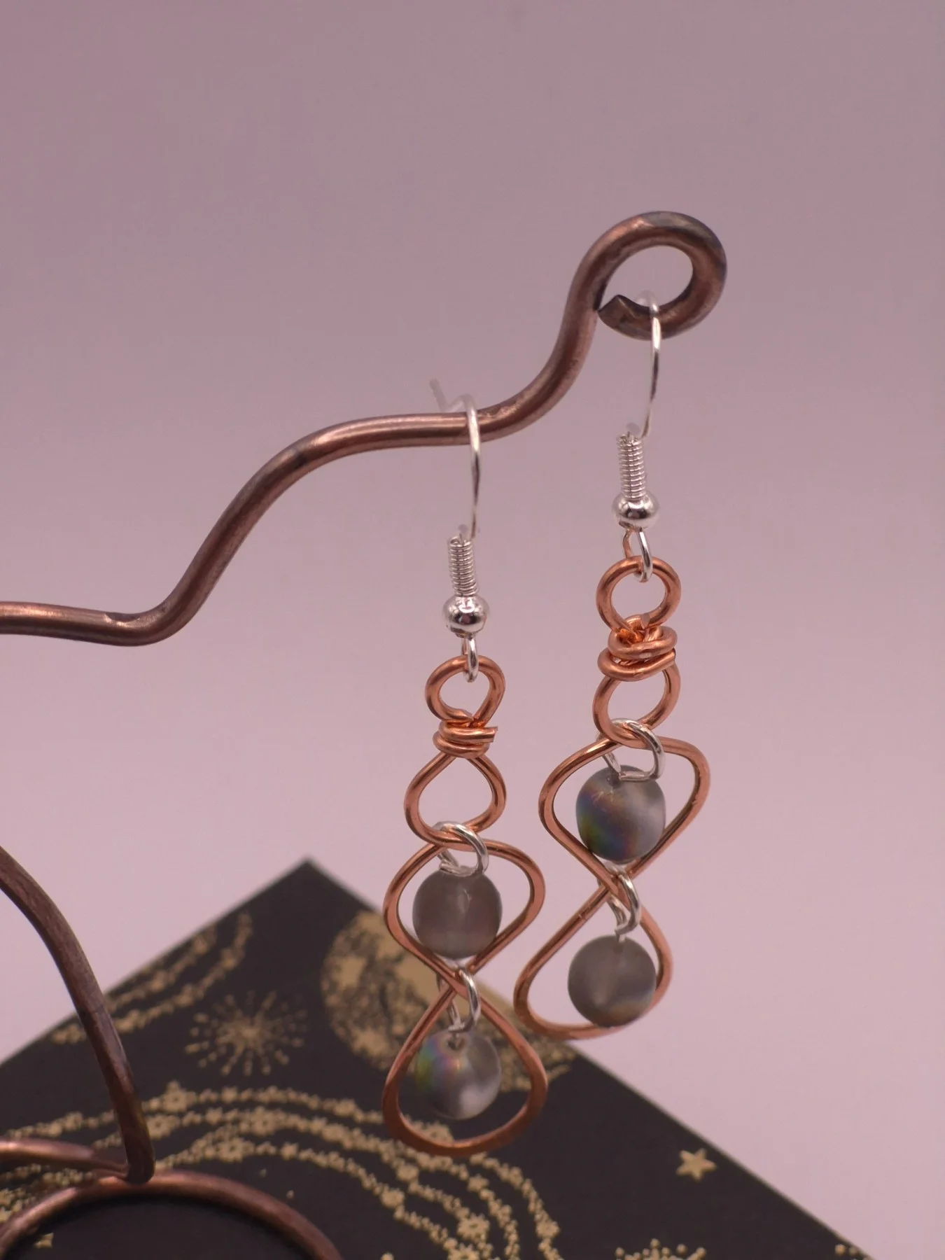Infinity ,  handmade copper wire wrapped labradorite jewellery, view 3