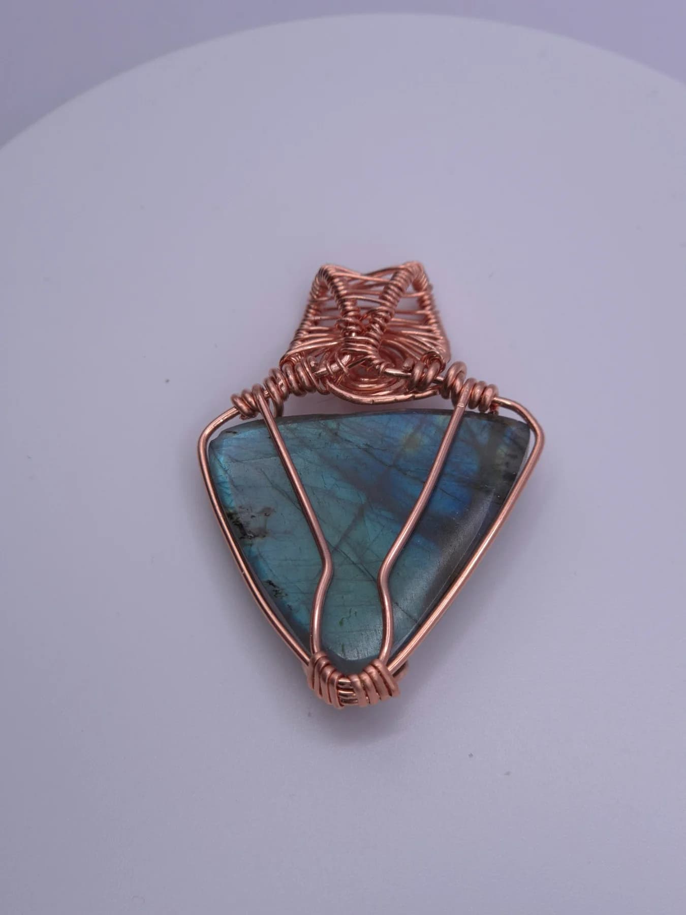 River cross  ,  handmade copper wire wrapped labradorite jewellery, view 2