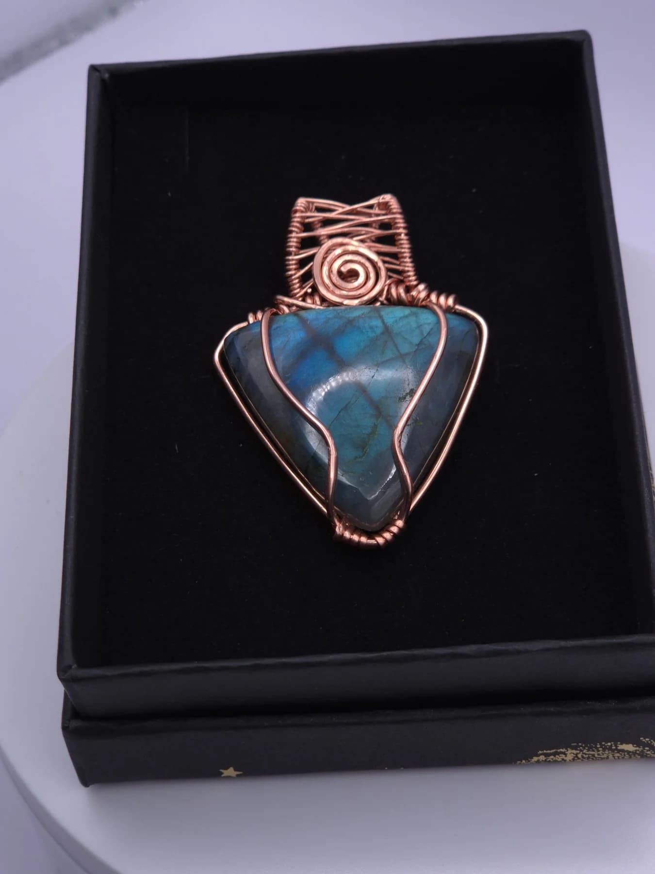 River cross  ,  handmade copper wire wrapped labradorite jewellery, view 3