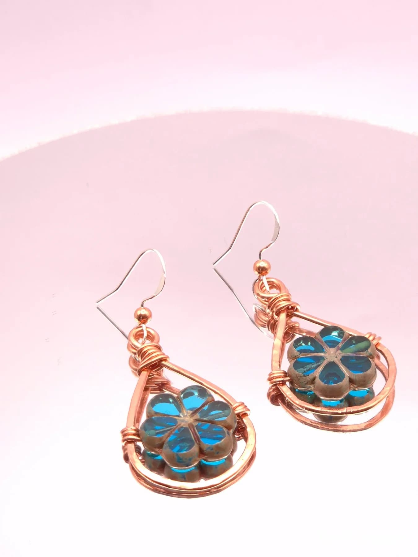 Azure Bloom ,  handmade copper wire wrapped labradorite jewellery, view 3