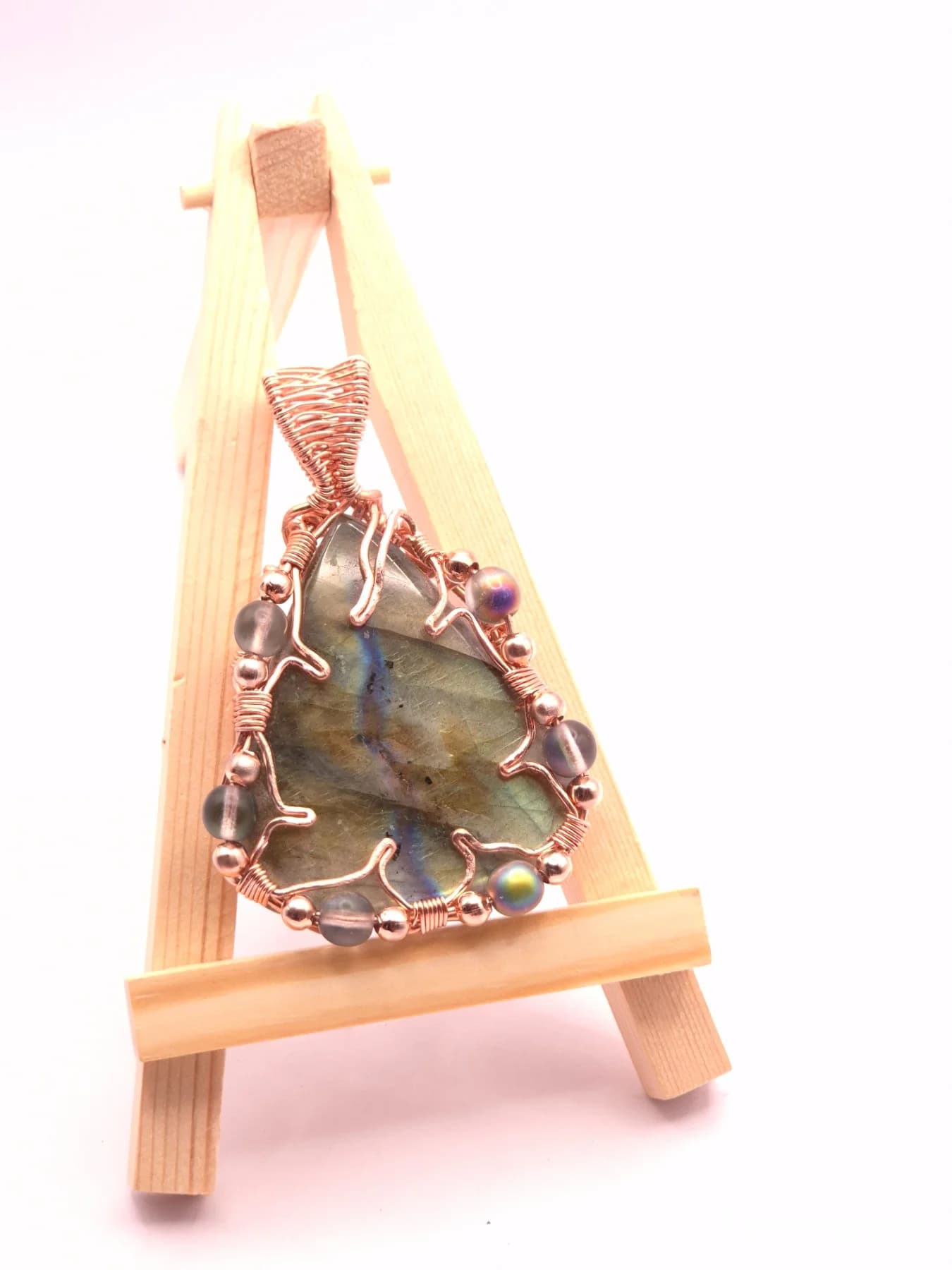 Lightning  ,  handmade copper wire wrapped labradorite jewellery, view 2