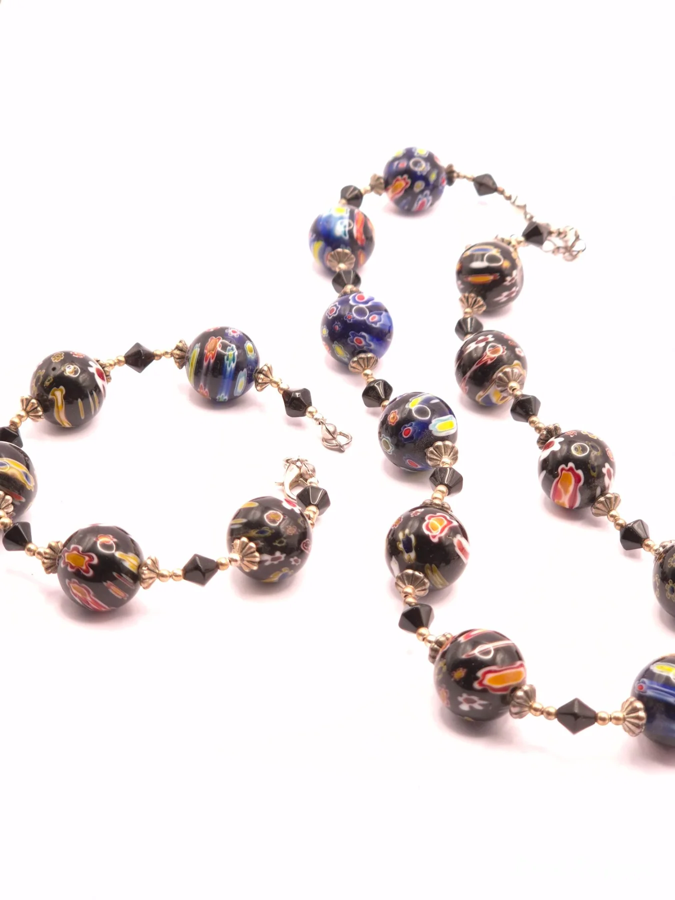Millefiori Vintage  ,  handmade copper wire wrapped labradorite set by Bent Copper