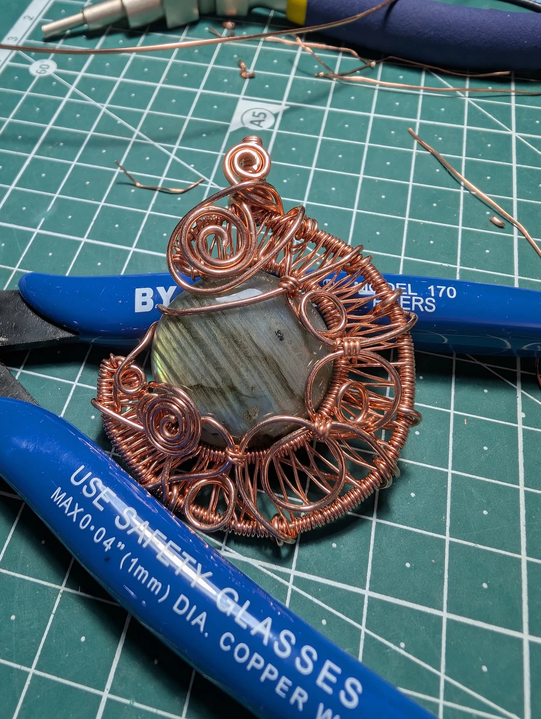 Sun and Moon ,  handmade copper wire wrapped labradorite jewellery, view 2