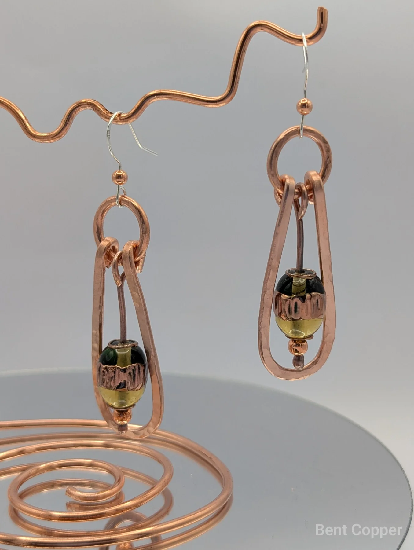 Orb  ,  handmade copper wire wrapped labradorite earring by Bent Copper, North East England