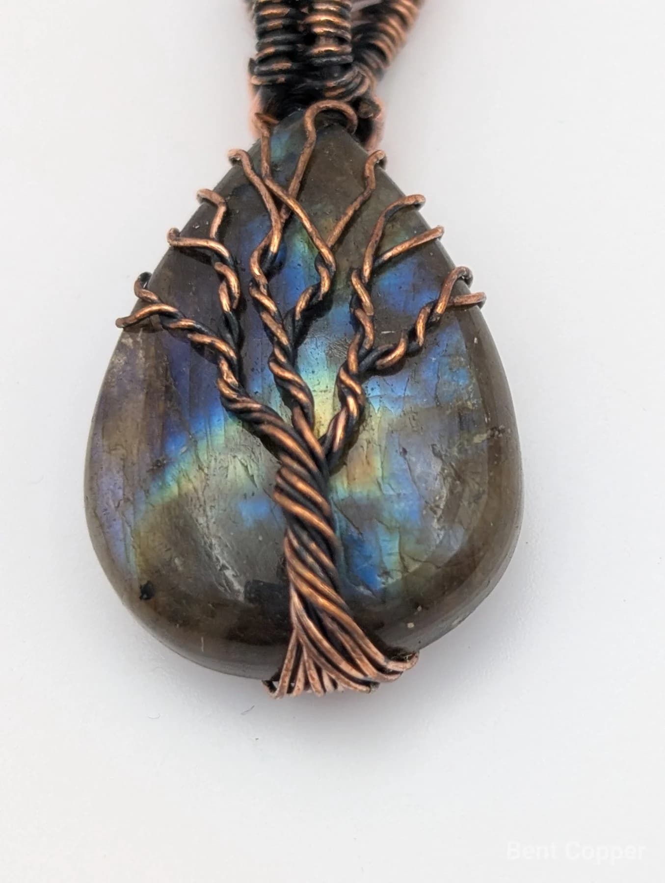 Labyrinth ,  handmade copper wire wrapped labradorite jewellery, view 2