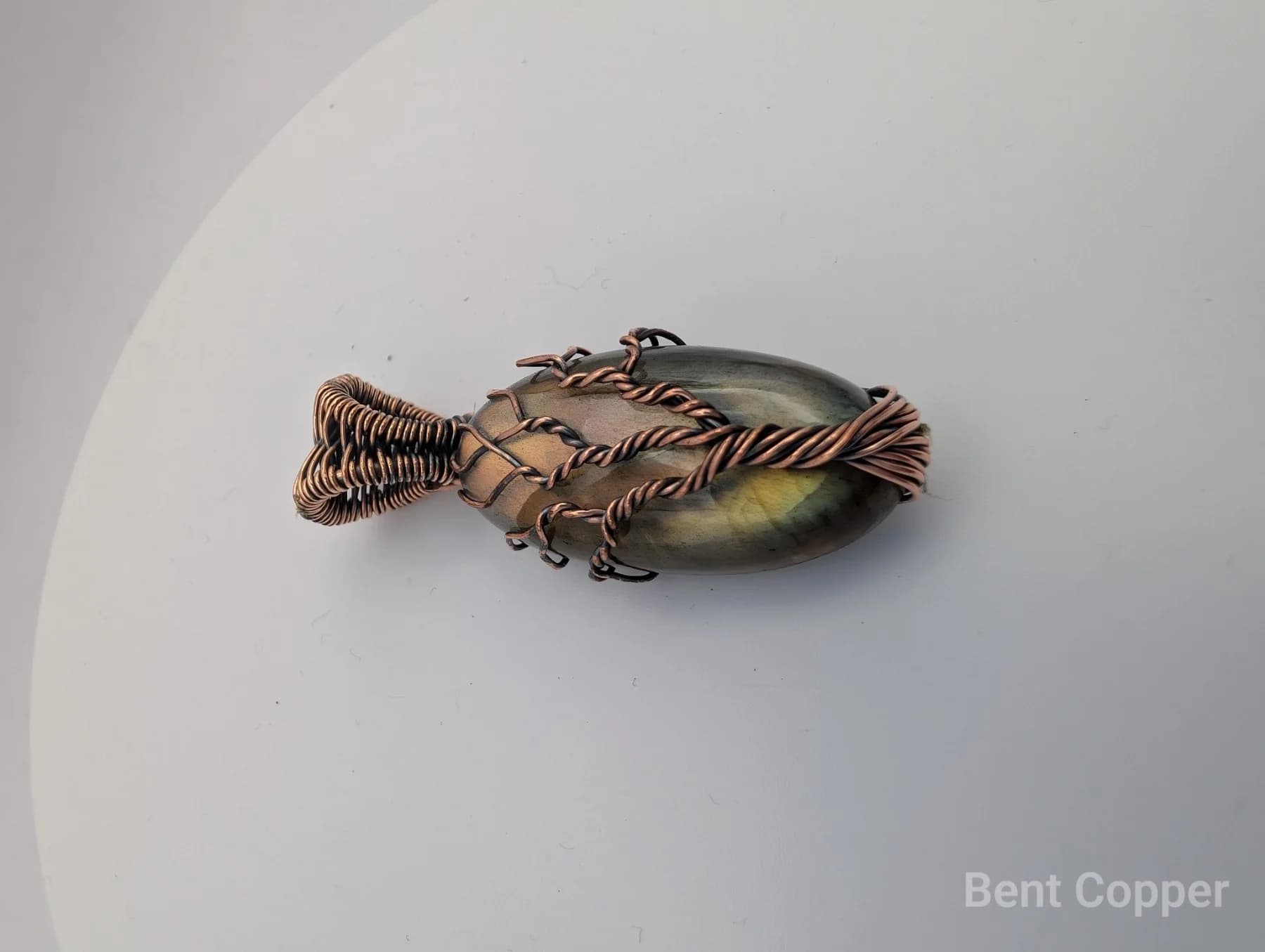 Branch ,  handmade copper wire wrapped labradorite jewellery, view 2