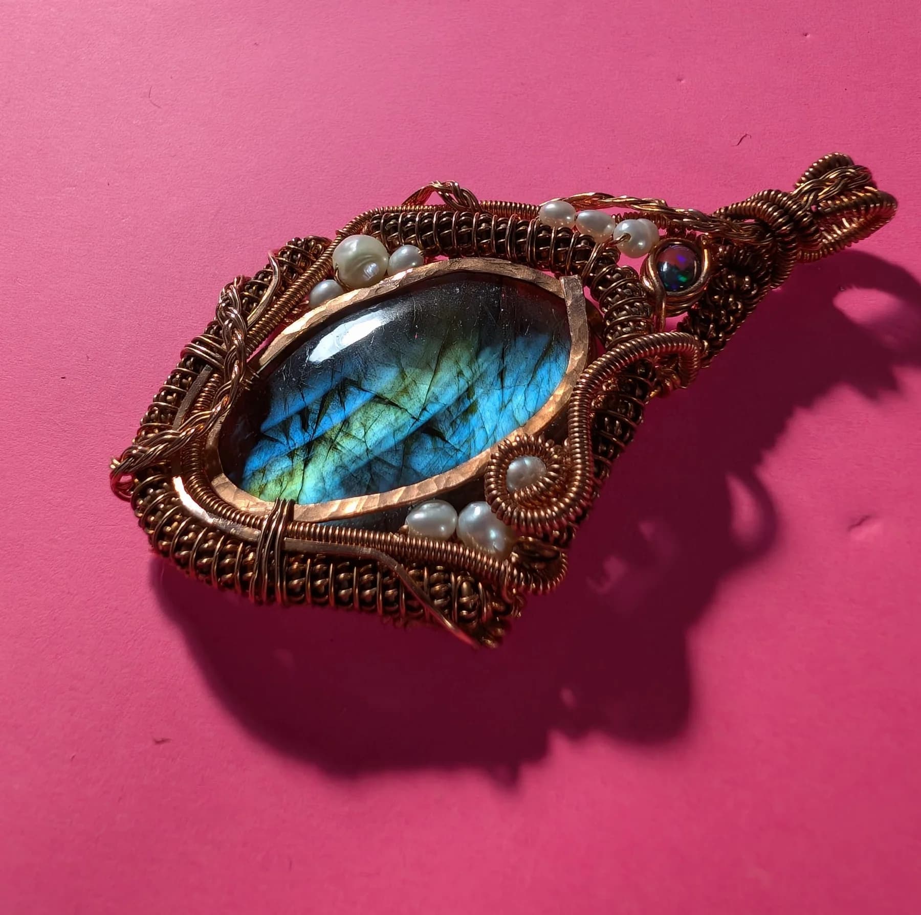 Essence ,  handmade copper wire wrapped labradorite jewellery, view 2