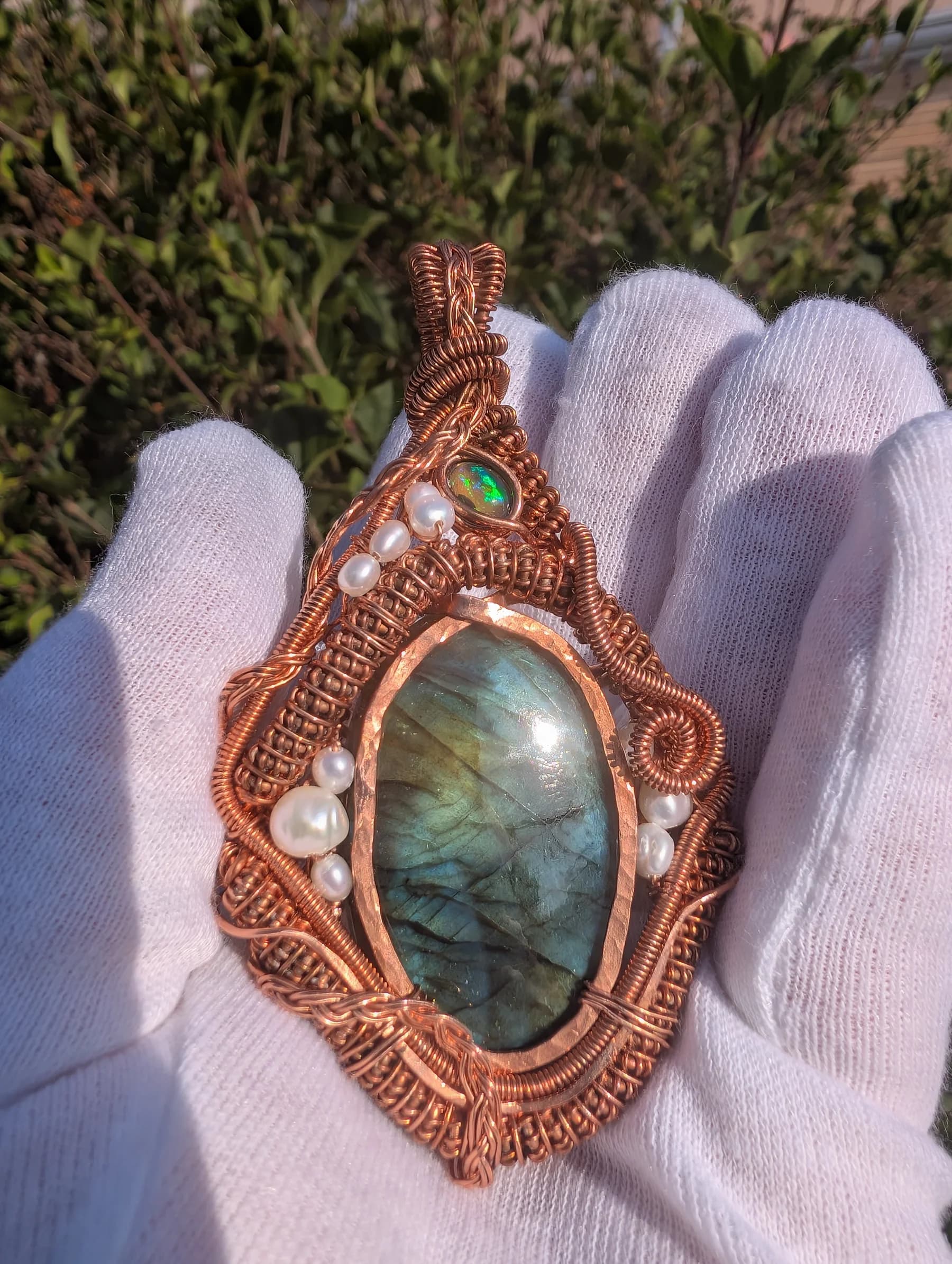 Essence ,  handmade copper wire wrapped labradorite jewellery, view 3