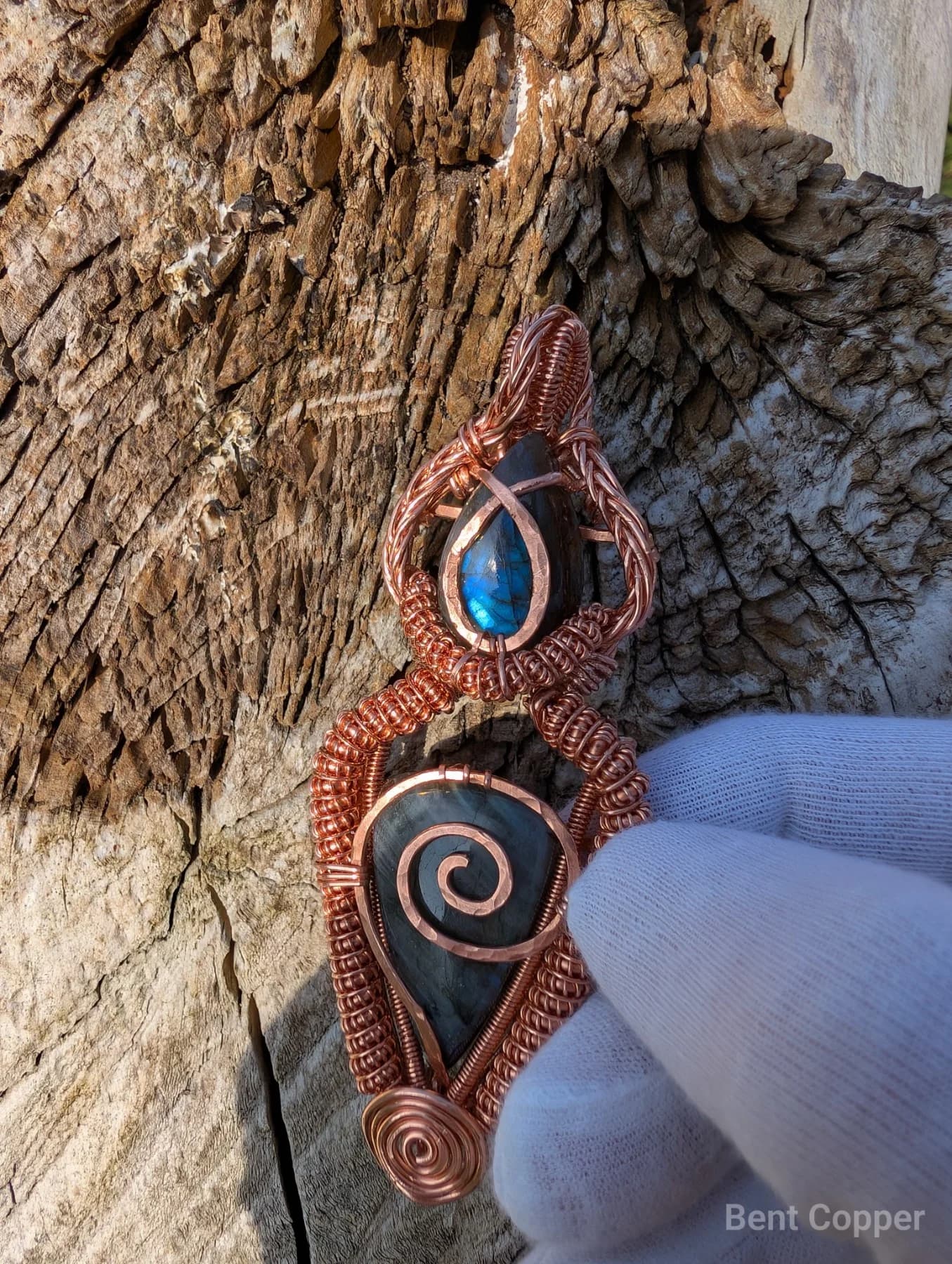 Gaia ,  handmade copper wire wrapped labradorite jewellery, view 2
