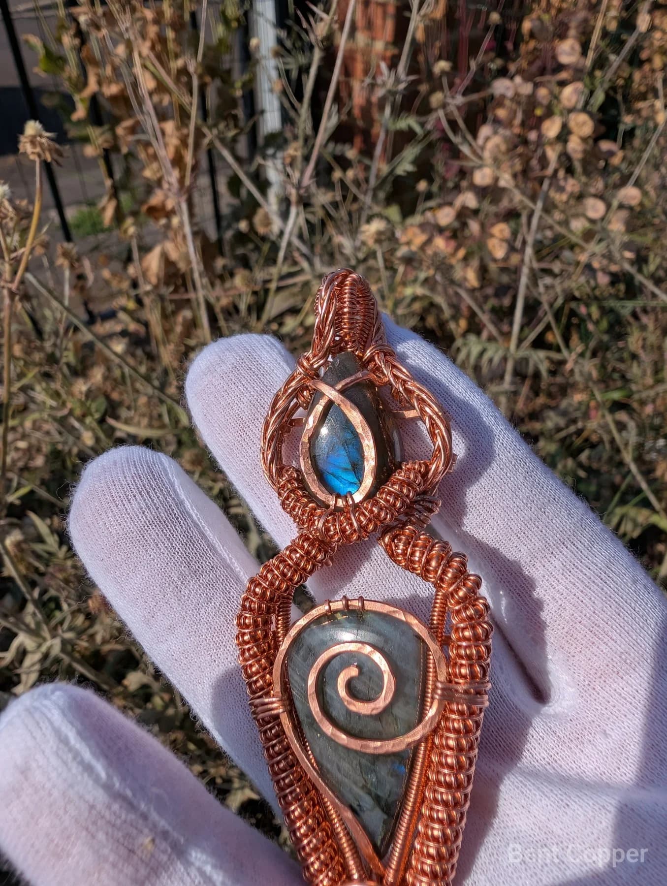 Gaia ,  handmade copper wire wrapped labradorite jewellery, view 3