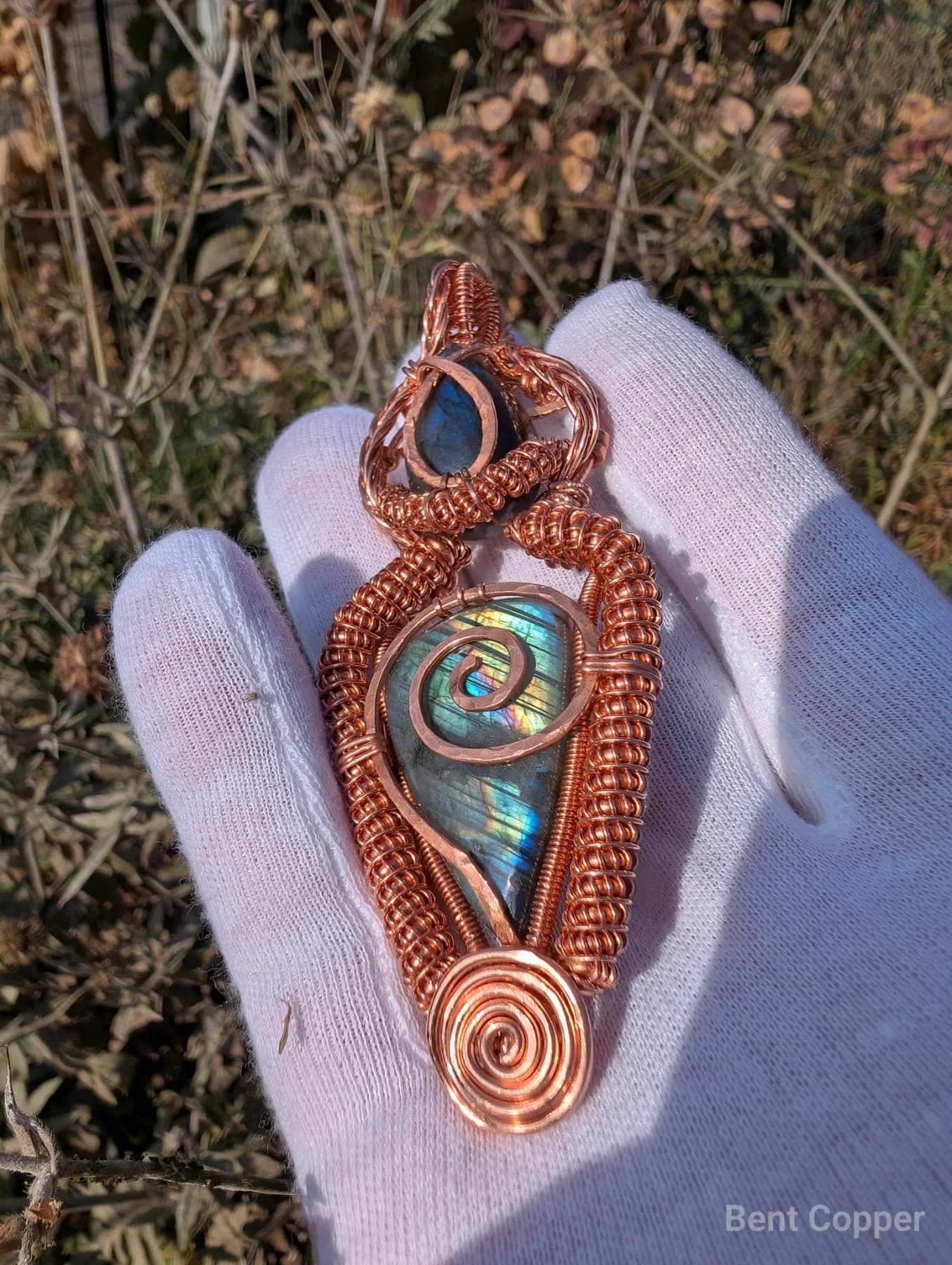 Gaia ,  handmade copper wire wrapped labradorite jewellery, view 4