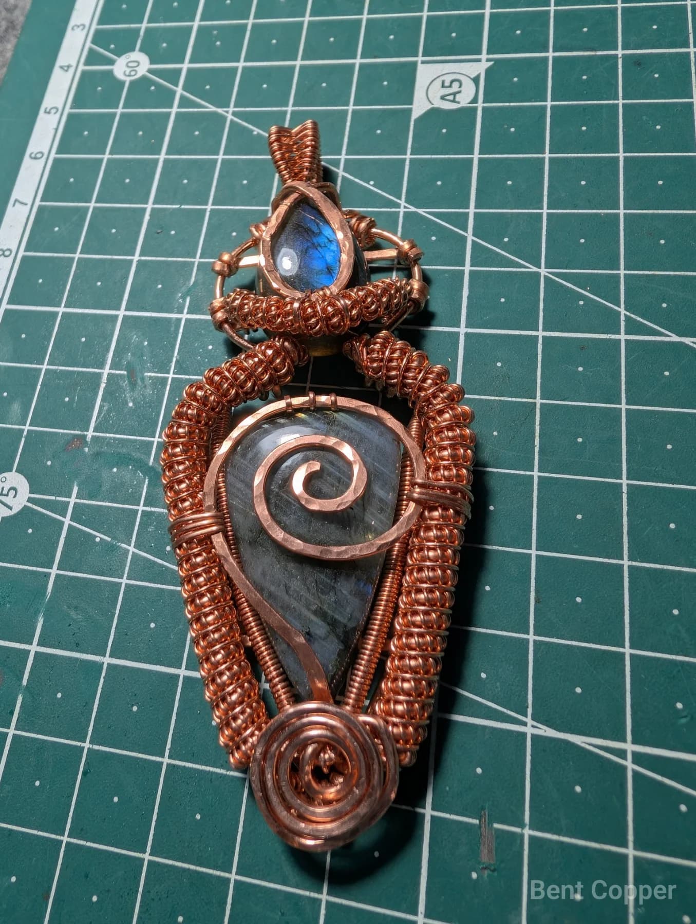 Gaia ,  handmade copper wire wrapped labradorite jewellery, view 6