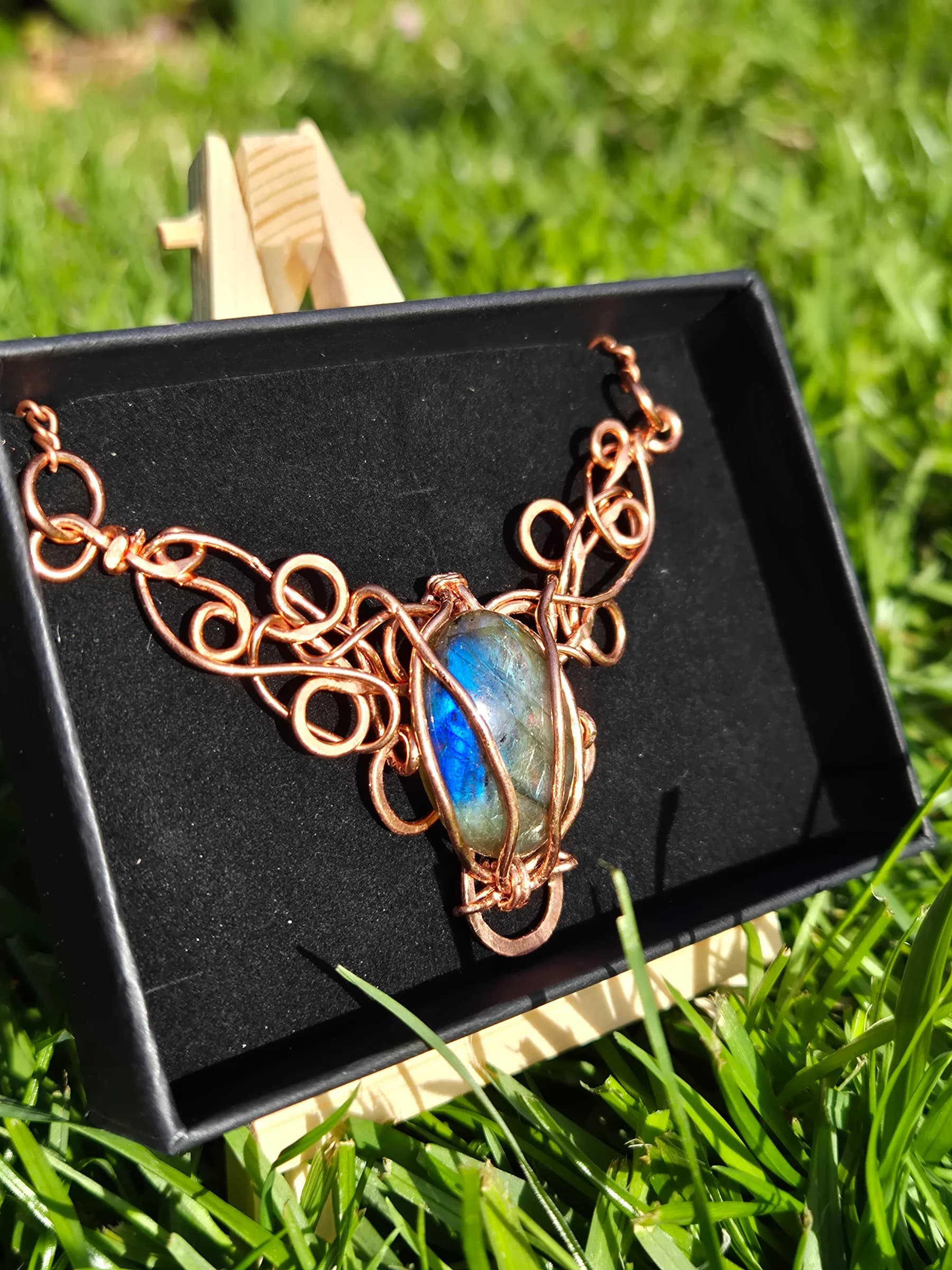Eternal Heart , handmade copper wire wrapped labradorite necklace by Bent Copper, North East England