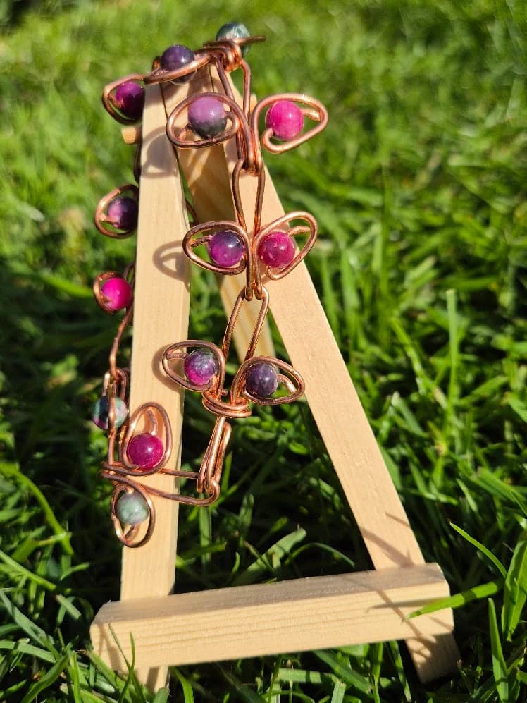 Passion and perception , handmade copper wire wrapped labradorite bracelet by Bent Copper, North East England