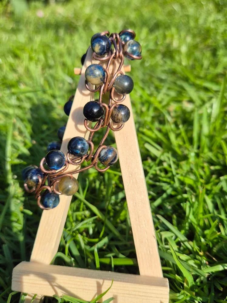 Earthly Journey , handmade copper wire wrapped labradorite bracelet by Bent Copper