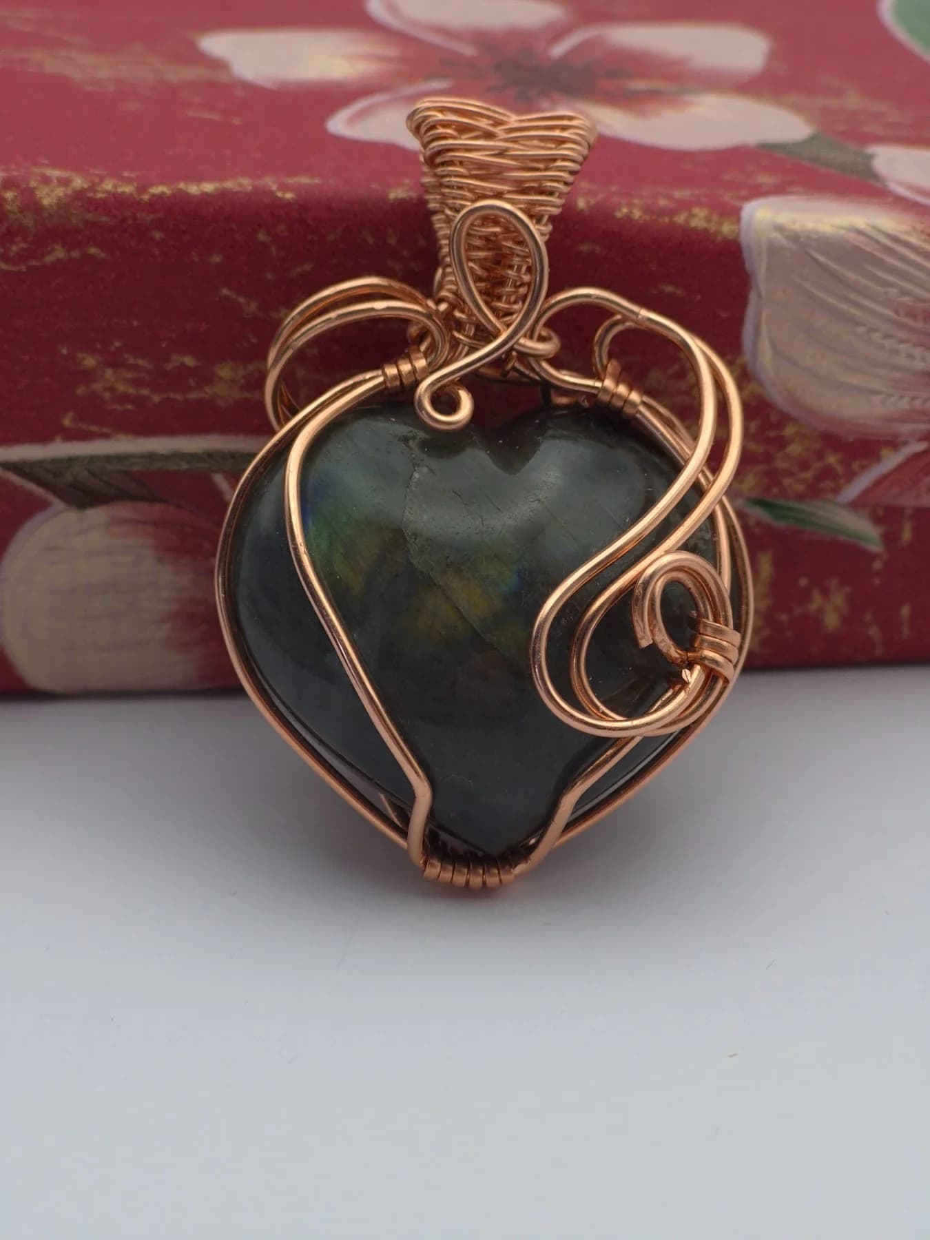 Bliss , handmade copper wire wrapped labradorite pendant by Bent Copper, North East England