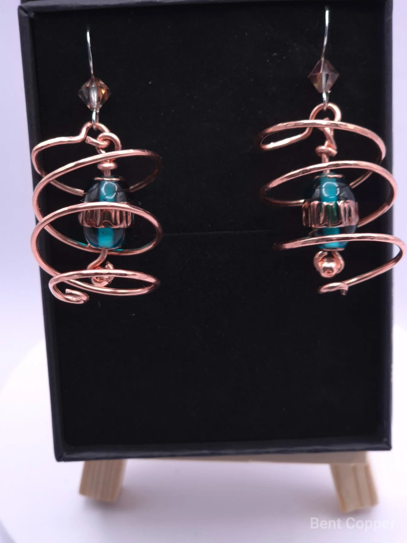 Whirlpool , handmade copper wire wrapped labradorite earring by Bent Copper, North East England