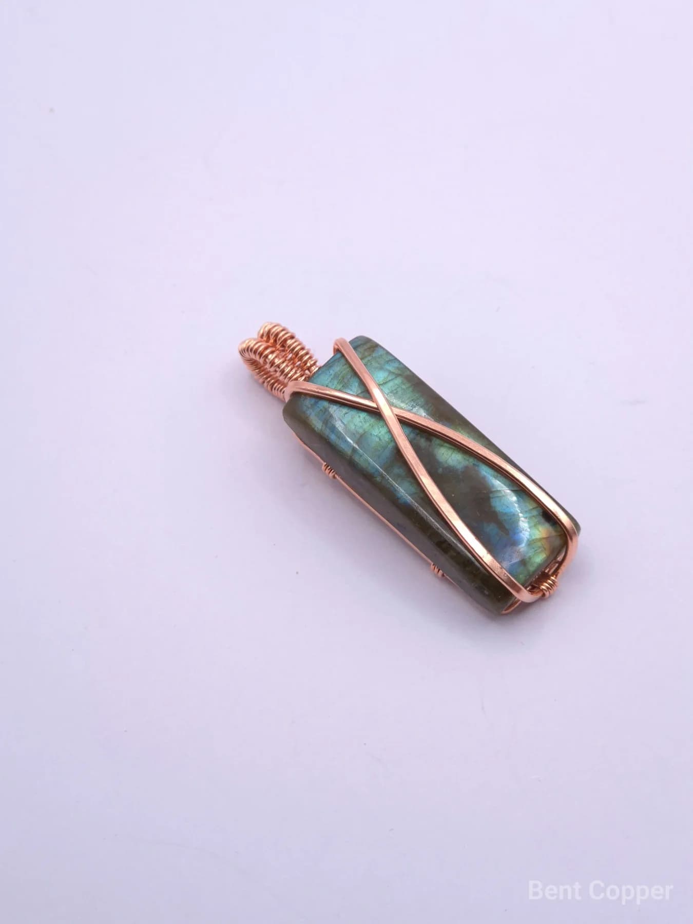 Time and Tides , handmade copper wire wrapped labradorite pendant by Bent Copper
