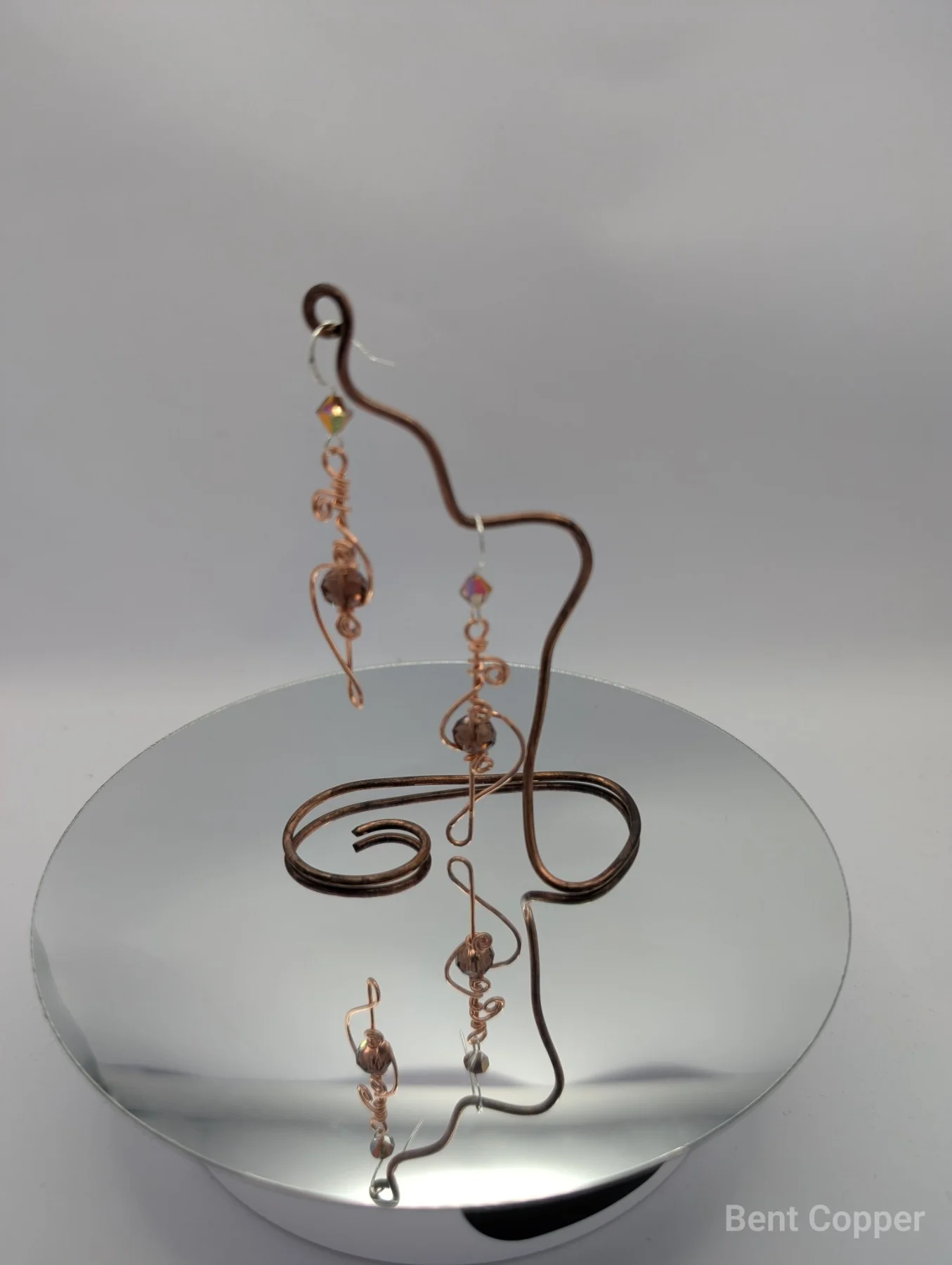 Melody , handmade copper wire wrapped labradorite earring by Bent Copper, North East England