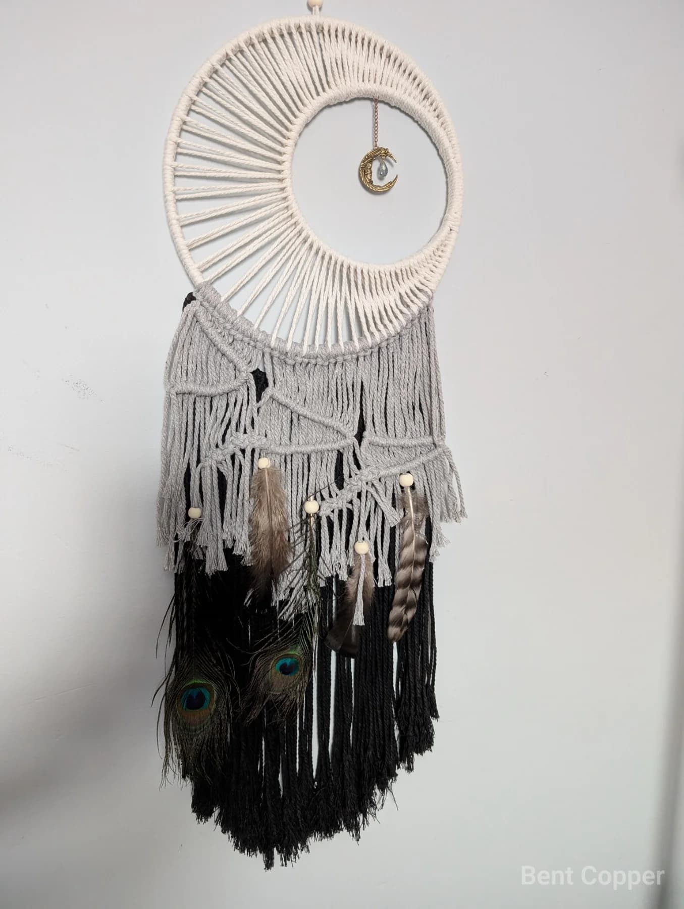 Manifest Beginnings , handmade copper wire wrapped labradorite dreamcatcher by Bent Copper, North East England