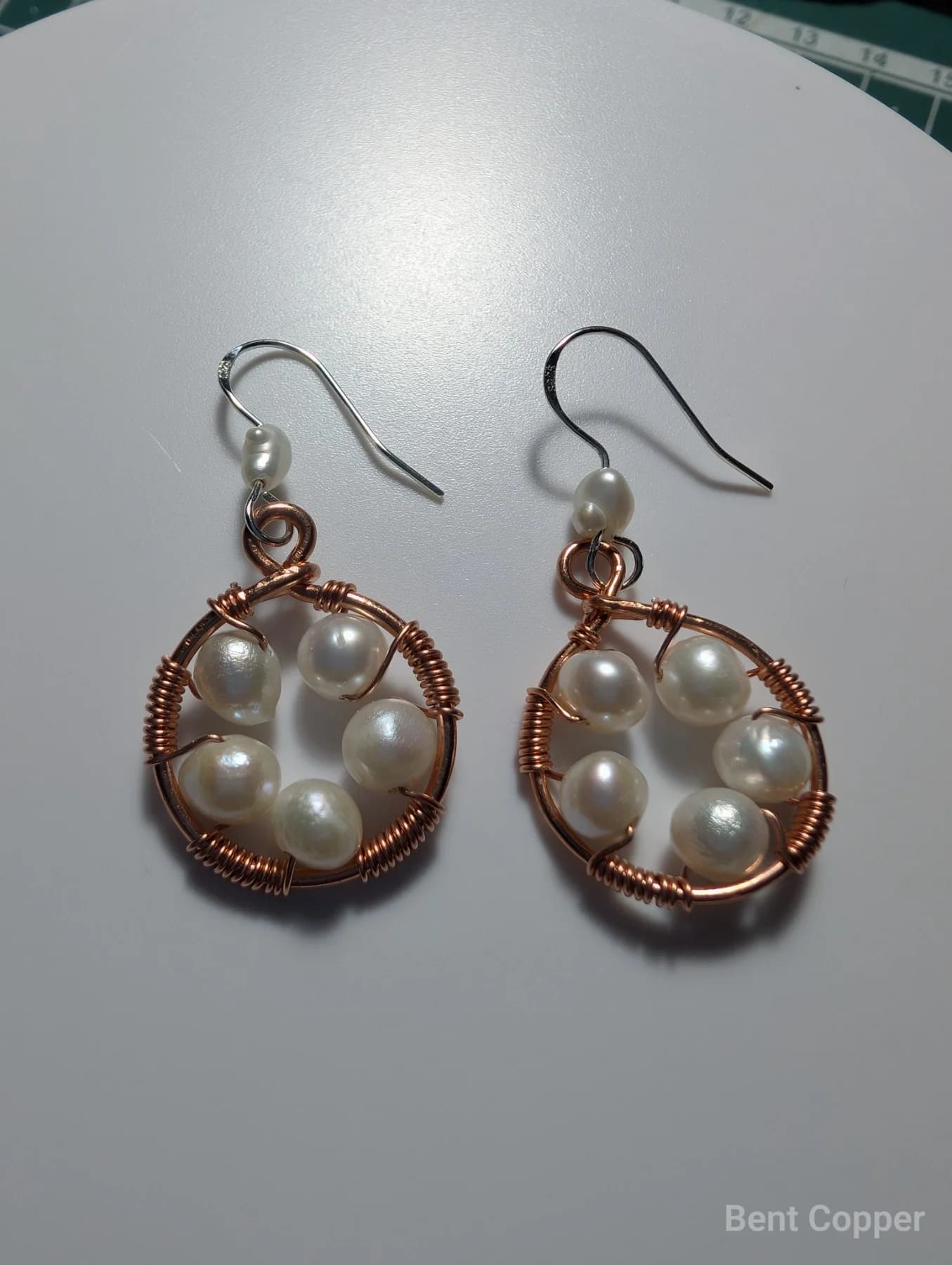 Thrive , handmade copper wire wrapped labradorite earring by Bent Copper