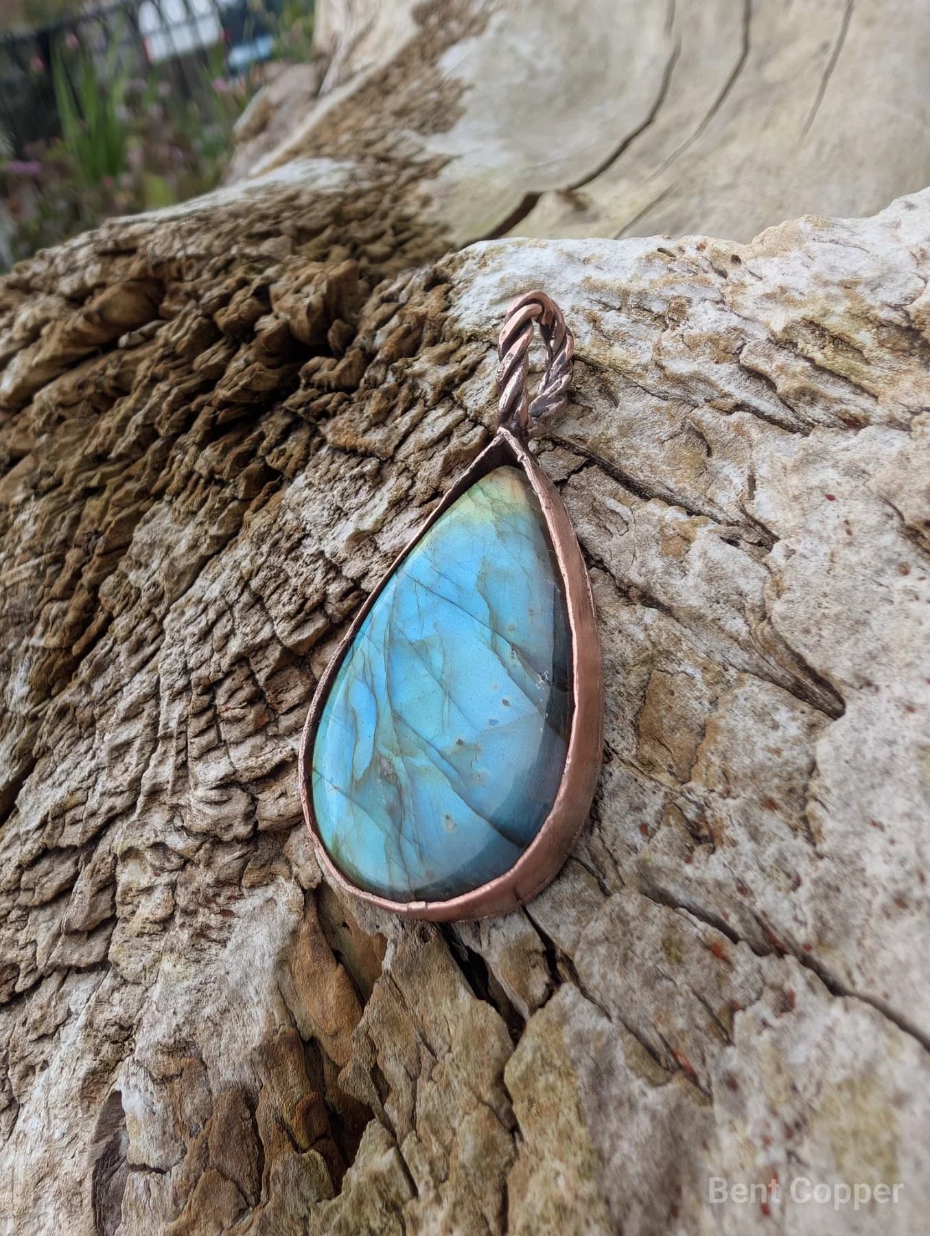 Purity , handmade copper wire wrapped labradorite pendant by Bent Copper